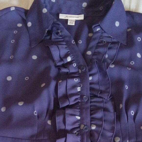 Pretty Royal Purple w/ White Pokdots Blouse & Solid Tank Size 12 - Picture 6 of 7